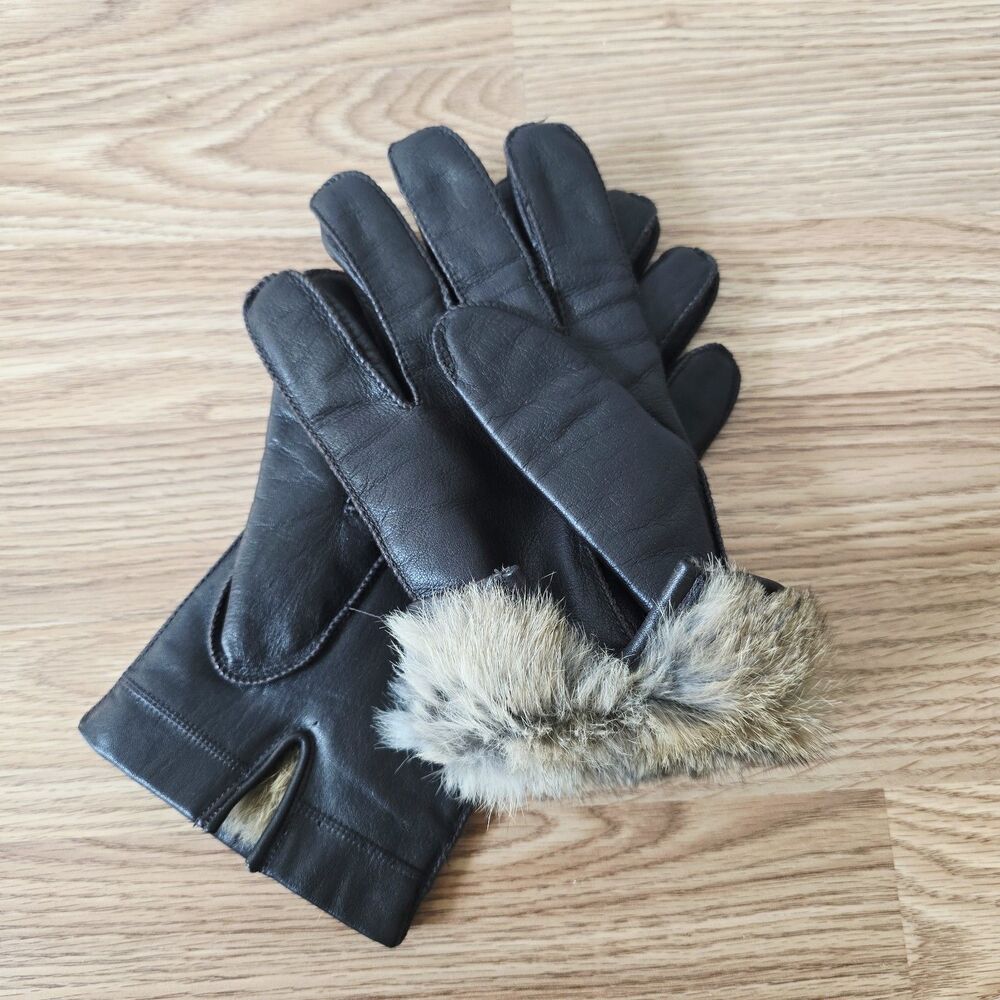 Aris Isotoner Men's 100% Fur Lined Leather Gloves, Brown Size L Luxurious Gloves